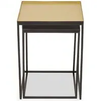 Mekbuda Square Nest of 2 Tables - Gold, Metal