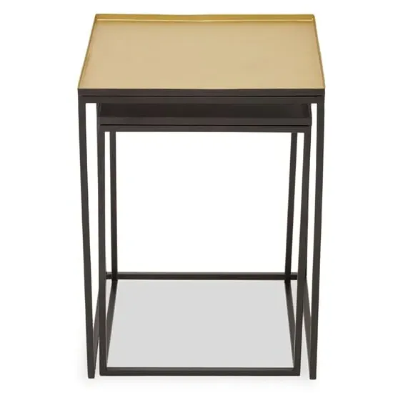 Mekbuda Square Nest of 2 Tables - Gold, Metal image