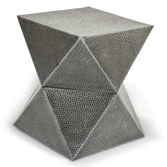 Mekbuda Triangular Metal Stool - Antique Zinc image