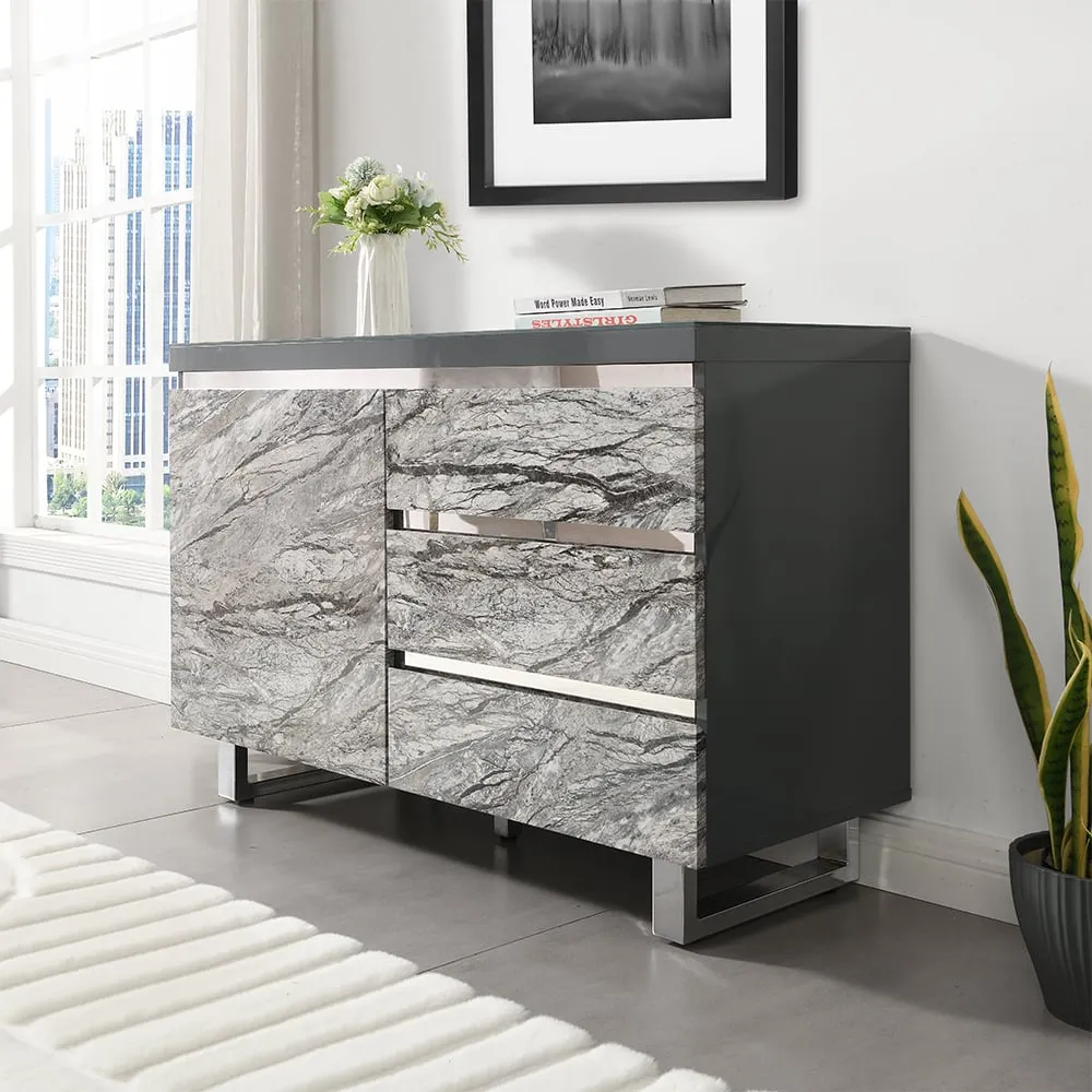 Melange Sydney Small Sideboard with 1 Door 3 Drawer - Grey image