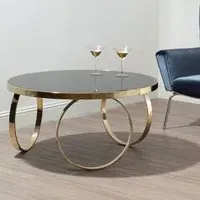 Meleph Round Coffee Table - Black, Glass