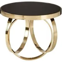 Meleph Round Coffee Table - Black, Glass