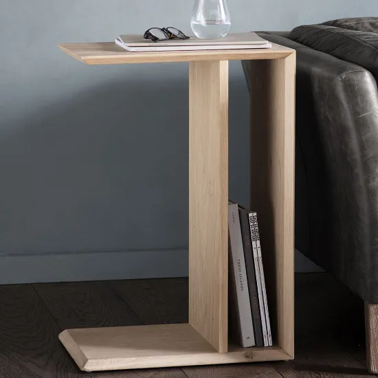 Melino Side Table with Storage - Oak, Mat Lacquer product