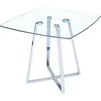Melito Square Dining Table - Clear Glass, Chrome