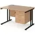 Melor 1200mm Cantilever Computer Desk with 3 Drawers - Beech, MDF