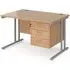 Melor 1200mm Cantilever Computer Desk with 3 Drawers - Beech, MDF