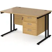 Melor 1200mm Cantilever Computer Desk with 3 Drawers - Oak, MDF