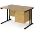 Melor 1200mm Cantilever Computer Desk with 3 Drawers - Oak, MDF