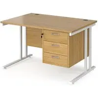 Melor 1200mm Cantilever Computer Desk with 3 Drawers - Oak, MDF
