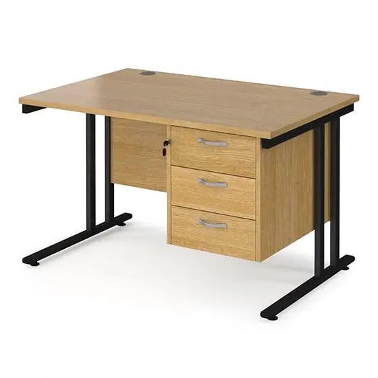 Melor 1200mm Cantilever Computer Desk with 3 Drawers - Oak, MDF