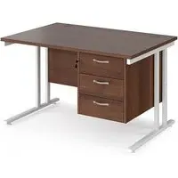 Melor 1200mm Cantilever Computer Desk with 3 Drawers - Walnut, MDF