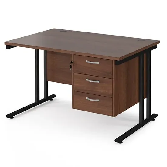 Melor 1200mm Cantilever Computer Desk with 3 Drawers - Walnut, MDF