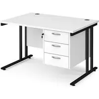 Melor 1200mm Cantilever Computer Desk with 3 Drawers - White, MDF