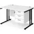 Melor 1200mm Cantilever Computer Desk with 3 Drawers - White, MDF