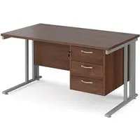 Melor Cable Managed Computer Desk with 3 Drawers - Walnut, MDF