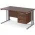 Melor Cable Managed Computer Desk with 3 Drawers - Walnut, MDF