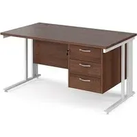 Melor Cable Managed Computer Desk with 3 Drawers - Walnut, MDF