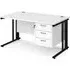 Melor Cable Managed Computer Desk with 3 Drawers - White, MDF