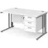 Melor Cable Managed Computer Desk with 3 Drawers - White, MDF