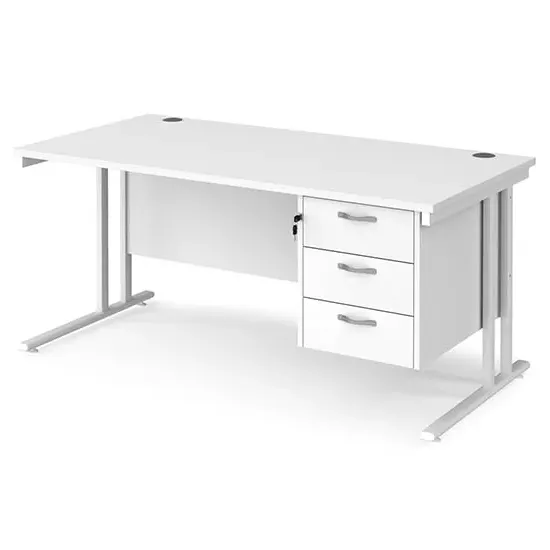 Melor Cantilever Computer Desk - White, MDF