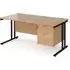 Melor Cantilever Computer Desk with 3 Drawers - Beech, MDF