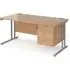 Melor Cantilever Computer Desk with 3 Drawers - Beech, MDF
