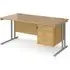 Melor Cantilever Computer Desk with 3 Drawers - Oak, MDF