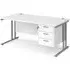 Melor Cantilever Computer Desk with 3 Drawers - White, MDF