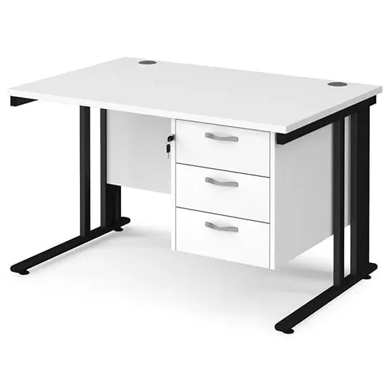 Melor Computer Desk with 3 Drawers and Cable Management - White