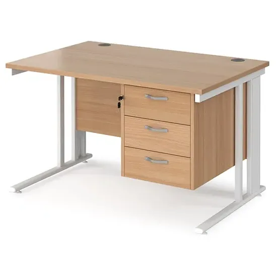 Melor Computer Desk with 3 Drawers - Beech
