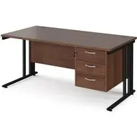 Melor Computer Desk with 3 Drawers - Walnut