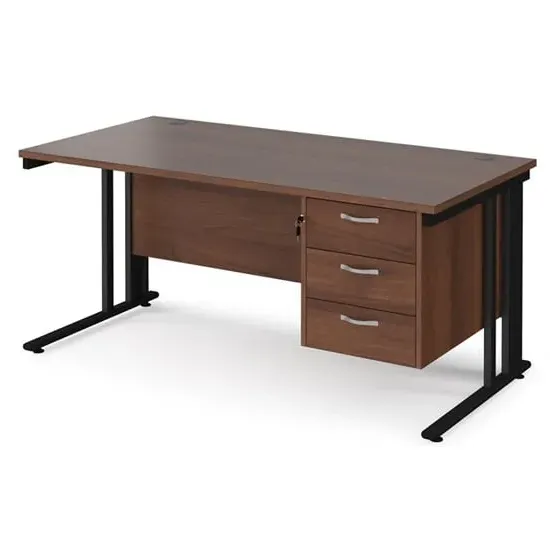 Melor Computer Desk with 3 Drawers - Walnut