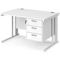 Melor Computer Desk with 3 Drawers - White