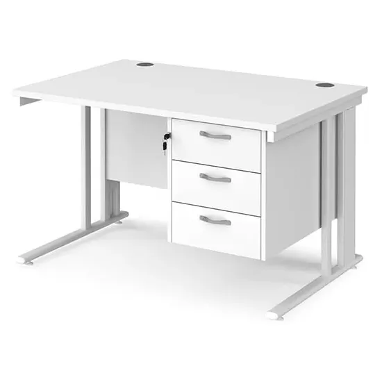 Melor Computer Desk with 3 Drawers - White