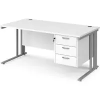 Melor Computer Desk with Cable Management and 3 Drawers - White