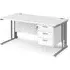 Melor Computer Desk with Cable Management and 3 Drawers - White
