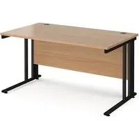 Melor Computer Desk with Cable Management - Beech, Black