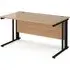 Melor Computer Desk with Cable Management - Beech, Black