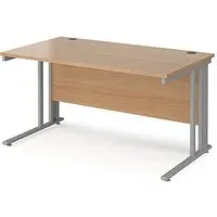 Melor Computer Desk with Cable Management - Beech, Silver