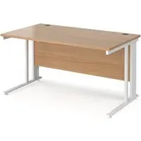 Melor Computer Desk with Cable Management - Beech, White