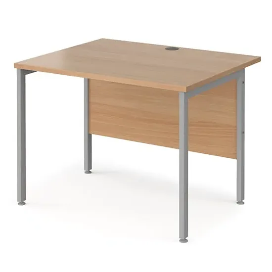 Melor H-Frame Computer Desk - Beech, Silver