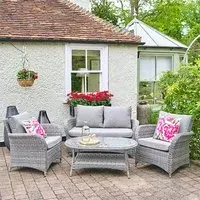 Meltan Outdoor Lounge Set with Coffee Table - Pebble Grey