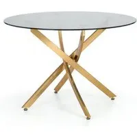 Melvin Round Glass Dining Table - Gold