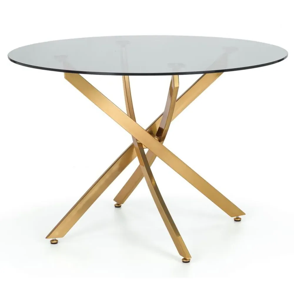 Melvin Round Glass Dining Table - Gold