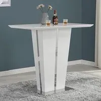 Memphis Bar Table with Glass Top - White