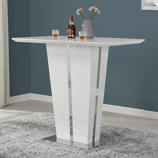 Memphis Bar Table with Glass Top - White