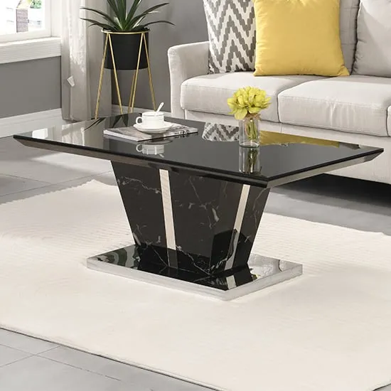 Memphis Coffee Table - Milano Marble Effect, Glass