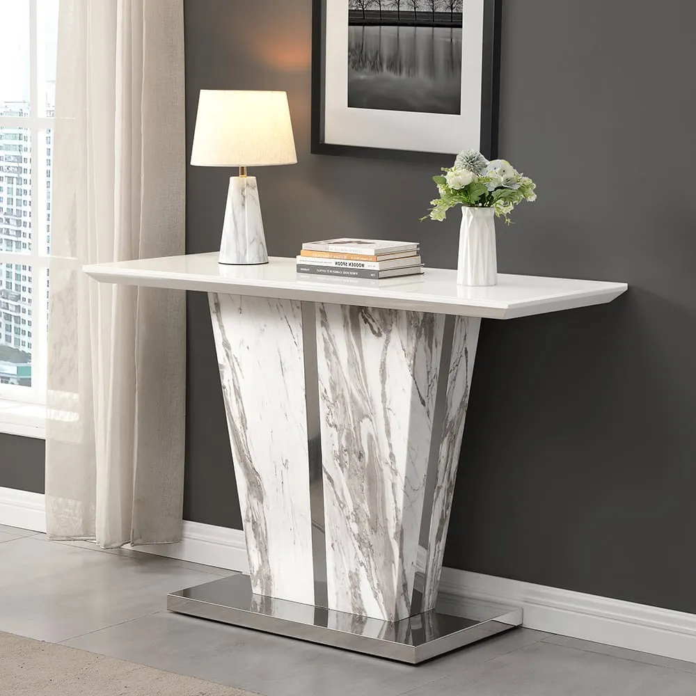 Memphis Console Table - Filo Marble Effect, Glass image