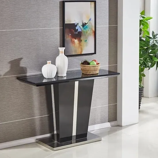 Memphis Console Table with Glass Top - Black image