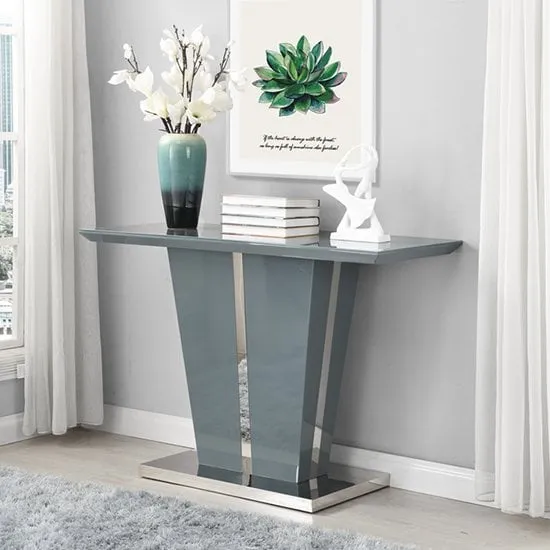 Memphis Console Table with Glass Top - Grey